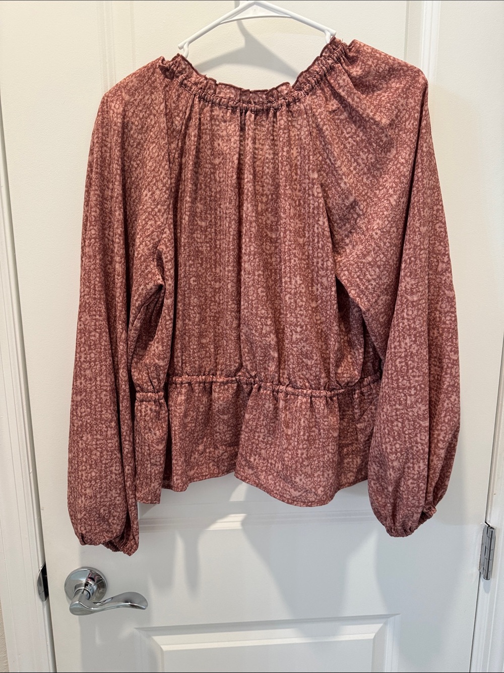 Universal Thread Rust Floral Ruffle-Peplum Blouse - Picture 3 of 3